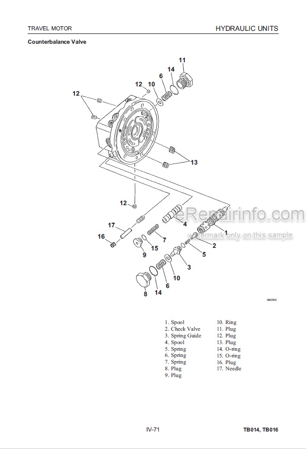 download Takeuchi TB014 TB016 Compact Excavator Reapir able workshop manual